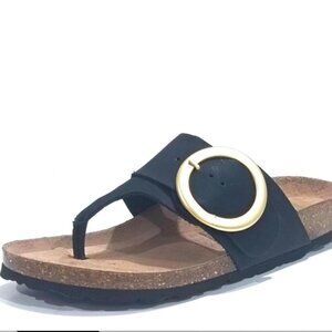 new YOKONO Made In Spain Suede Sandals With Gold Buckle black 462mn